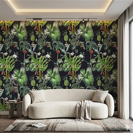 Papel De Parede Tropical Vinílico Lavável Texturizado 10m