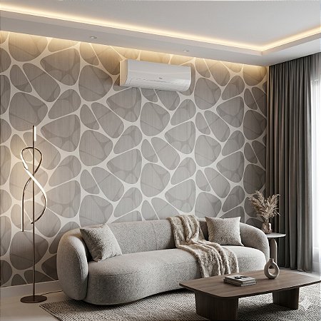 Papel De Parede Lavável Vinílico Cinza Off White Texturizado