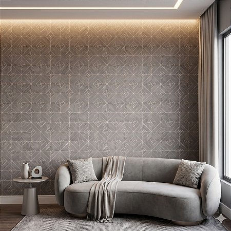 Papel Parede Vinílico Texturizado Cinza Cimento Geométrico