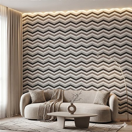 Papel De Parede Importado Vinílico Chevron Listras Coloridas