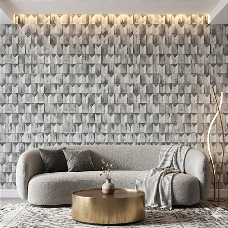Papel De Parede Vinílico Textura Geométrico Cinza Grey Off