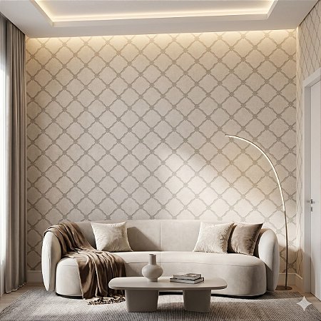 Papel De Parede Importado Vinílico Bege Marrom Claro