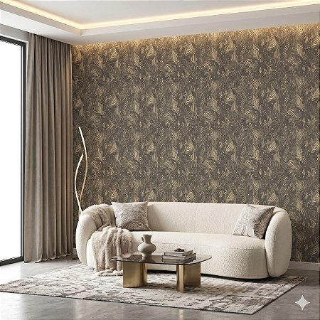 Papel De Parede Lavável Texturizado Dourado Abstrato 10m