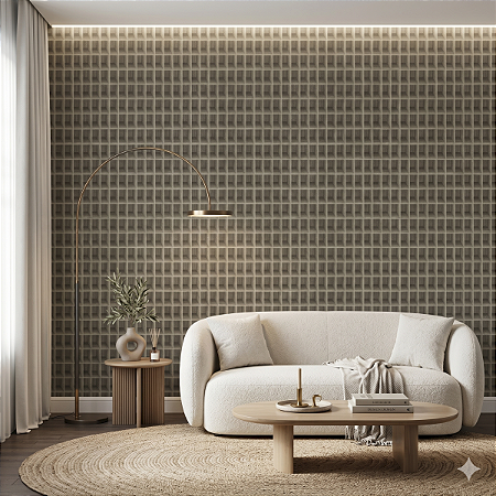 Papel De Parede Vinílico Texturizado Marrom Taupe 3d Lavável