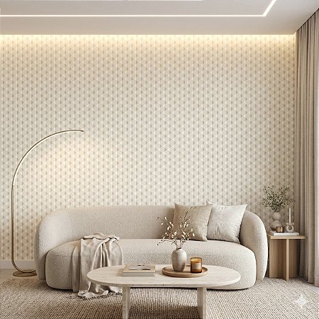 Papel Parede Vinilico Texturizado Bege Off White Geometrico