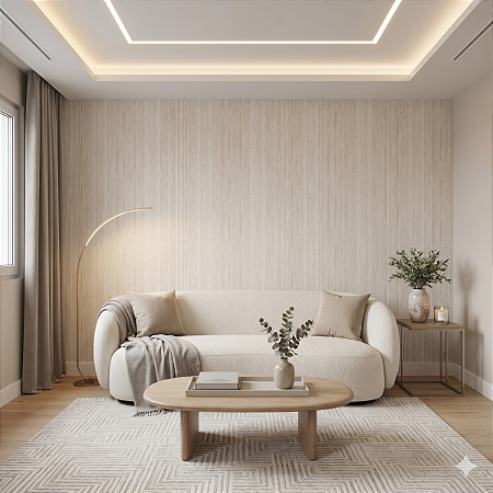 Papel De Parede Vinílico Texturizado Off White Lavável 10m