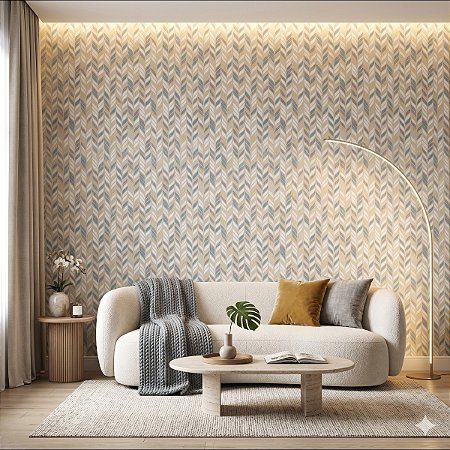 Papel De Parede Importado Folhas Coloridas Bege Tnt