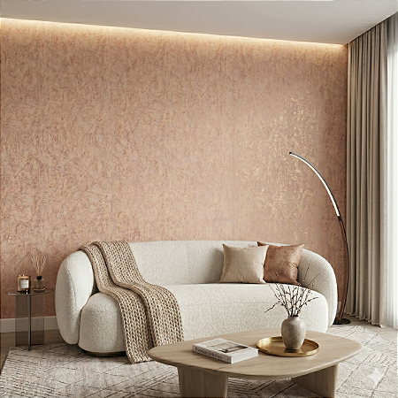 Papel De Parede Vinílico Texturizado Rose Dourado Lavável