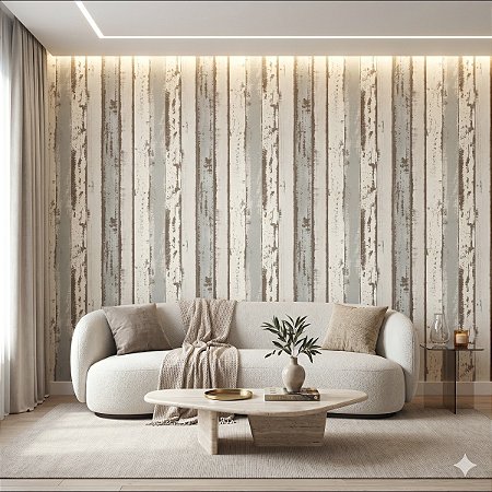 Papel De Parede Importado Vinílico Lavável Madeira Demolição