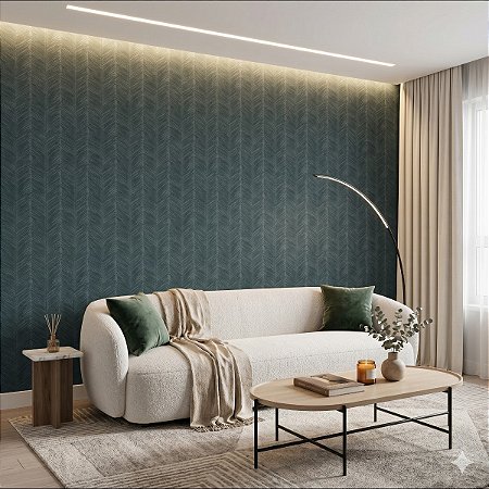 Papel De Parede Vinílico Lavável Verde Texturizado Floral