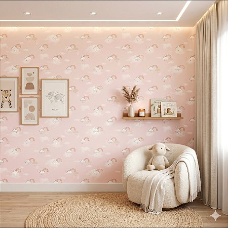 Papel De Parede Infantil Lavável Chuva De Amor Texturizado