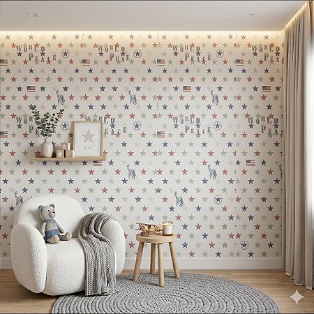 Papel De Parede Lavável Texturizado Estrelas Vinílico Menino