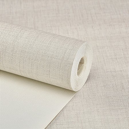 Papel De Parede Vinílico Linho Bege Texturizado Lavável