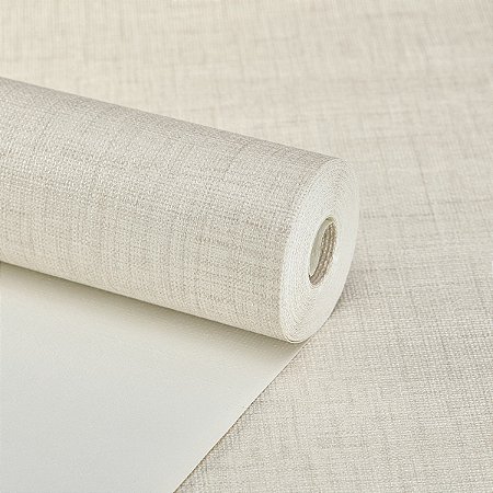 Papel De Parede Linho Creme Vinílico Texturizado Lavável