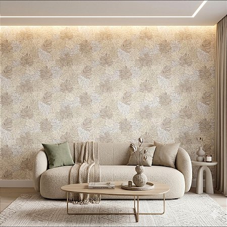 Papel De Parede Vinílico Lavável Texturizado Tropical