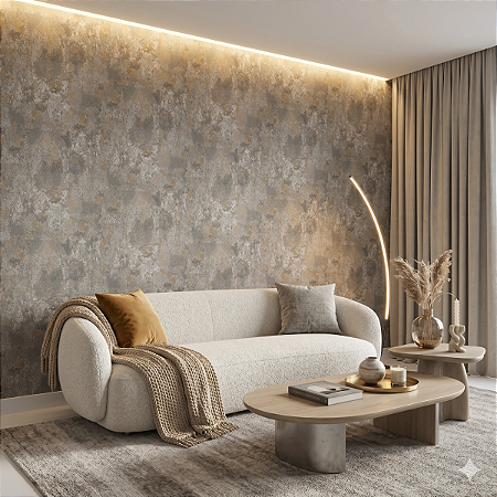 Papel De Parede Vinílico Lavável Textura Moderno Cinza
