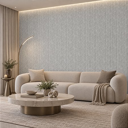 Papel De Parede Vinílico Cinza Textura Lavável E Durável 10m