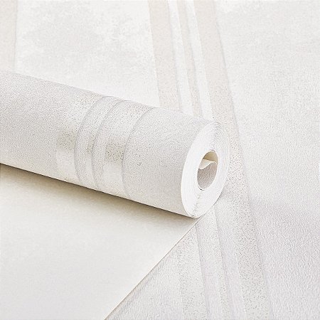 Papel De Parede Off White Vinílico Estilo Listrado Elegante
