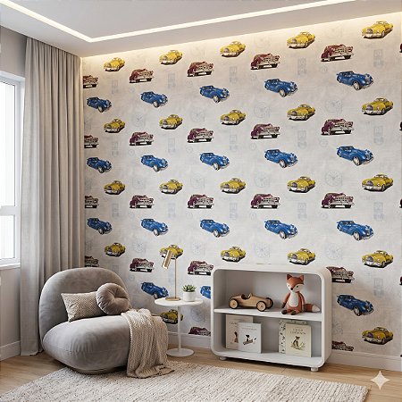 Papel De Parede Vinílico Lavável Carros Antigos Retro
