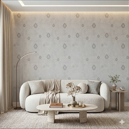 Papel De Parede Texturizado Importado Lavável Arabescos Cinza