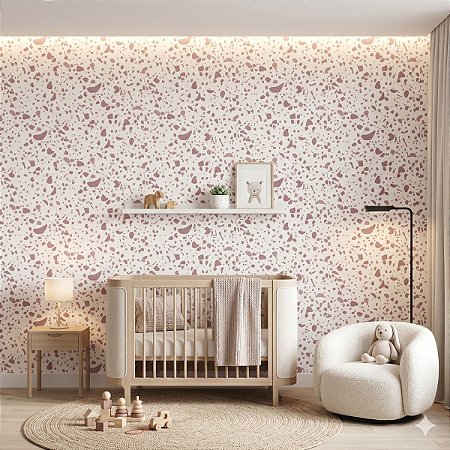 Papel De Parede Texturizado Rosa Branca Lavável Vinílico