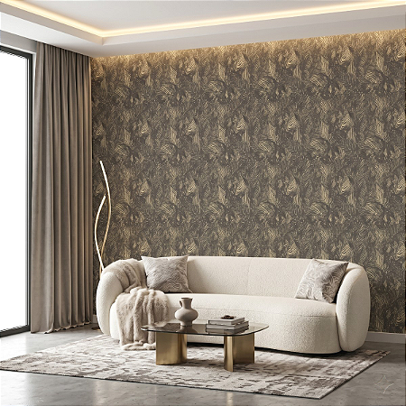 Papel De Parede Rolo 10M Dourado Texturizado Para Escritorio
