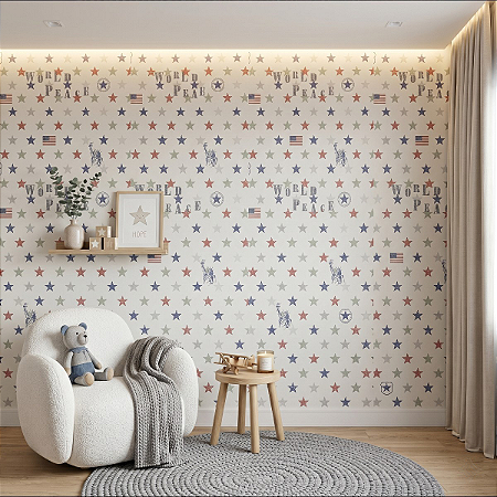Papel De Parede Lavável Texturizado Estrelas Vinílico Menino