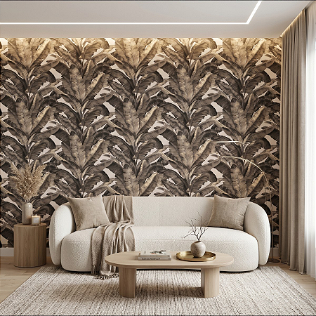 Papel De Parede Lavável Vinílico Texturizado Marrom Cinza