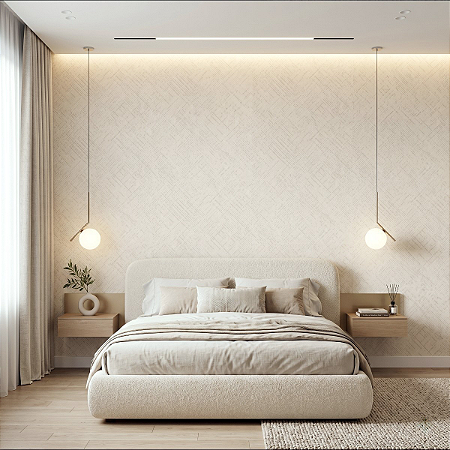 Papel De Parede Off White Lavável Vinílico Texturizado 10m