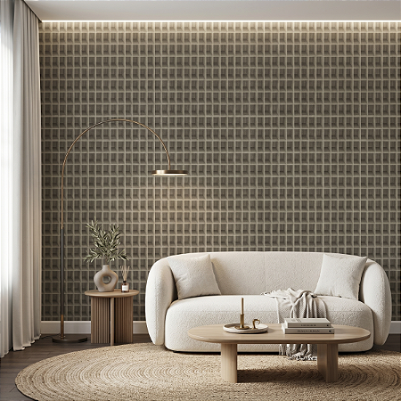 Papel De Parede Vinílico Texturizado Marrom Taupe 3d Lavável