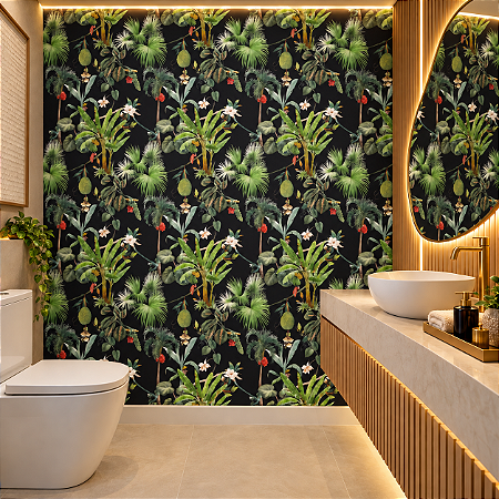 Papel De Parede Tropical Vinílico Lavável Texturizado 10m