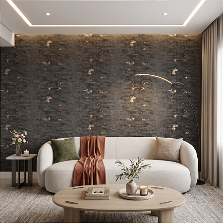 Papel De Parede Vinilico Grafite Rose Gold Rolo 10 Metros