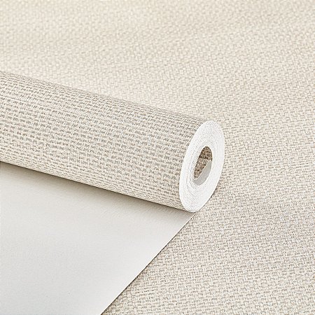 Papel De Parede Rolo 10M Vinilico Linho Bege Claro Lavavel