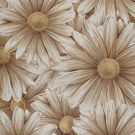 Papel De Parede Importado Lavável Texturizado Floral Girassol
