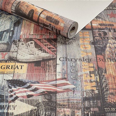 Papel De Parede Vinílico Lavável Cidade Nova York City Usa