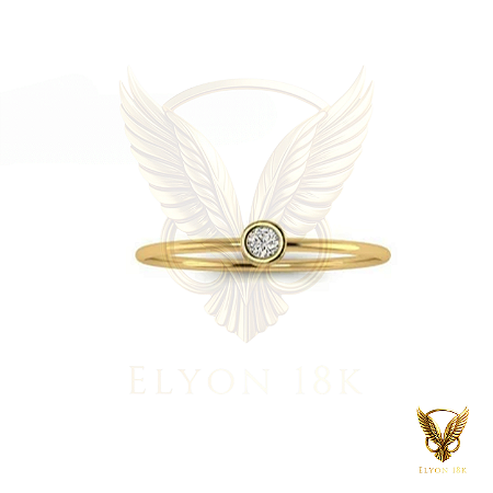 Anel solitário em ouro 18k minimalista com diamante natural