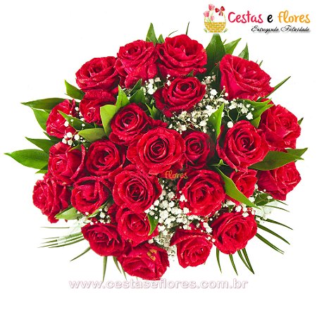 Buque com 24 Rosas Colombianas Importadas Vermelhas