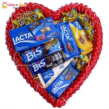 Coração Grande de Chocolates Vermelho