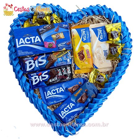 Coração Grande de Chocolates Azul