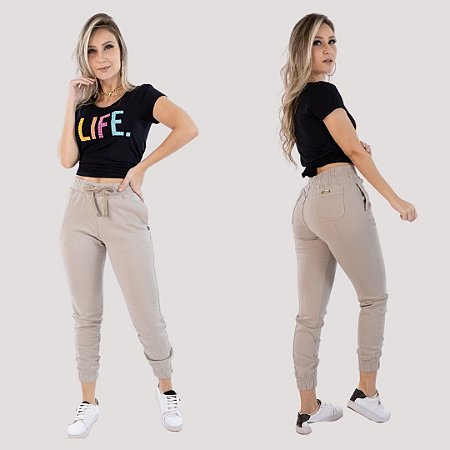 calça jogger de sarja feminina