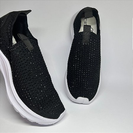 Tenis com hot sale strass preto