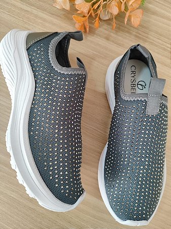 Tenis Cinza Brilho