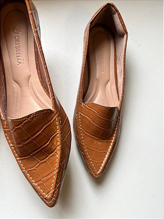 Mocassim Croco Caramelo