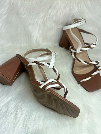 Sandalia Primavera Verao24 Caramel and White S