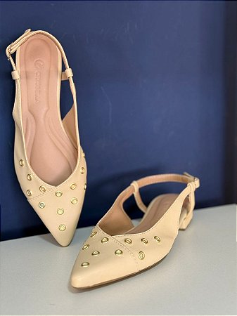 Slingback Mira Me Ilhos Gergelim Salto