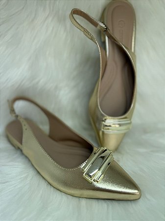 Slingback Mira Me CRYSNOEL Ouro Salto