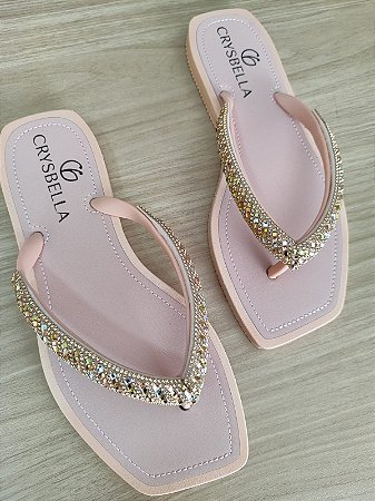 Chinelo Rosa Liso Pedras