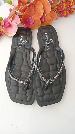 Chinelo Black Knot Strass