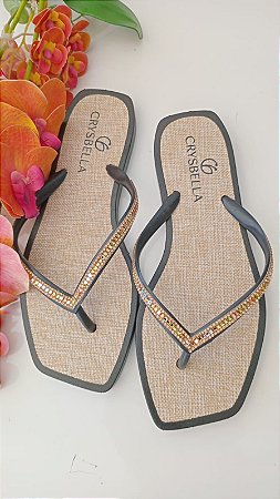 Chinelo Black Palha