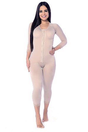Body Cinta Macaquinho Longo Pós Cirúrgico Operatório Lipoaspiração Lipoescultura Abdominoplastia Pernas Braços Manga